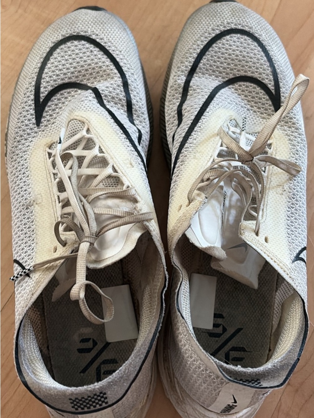 Nike Beige and Black Mesh Athletic Sneakers